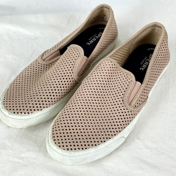 Sperry Top Siders W 10 Blush Seaside Perforated Slip On Sneakers Memory Foam - Picture 11 of 11